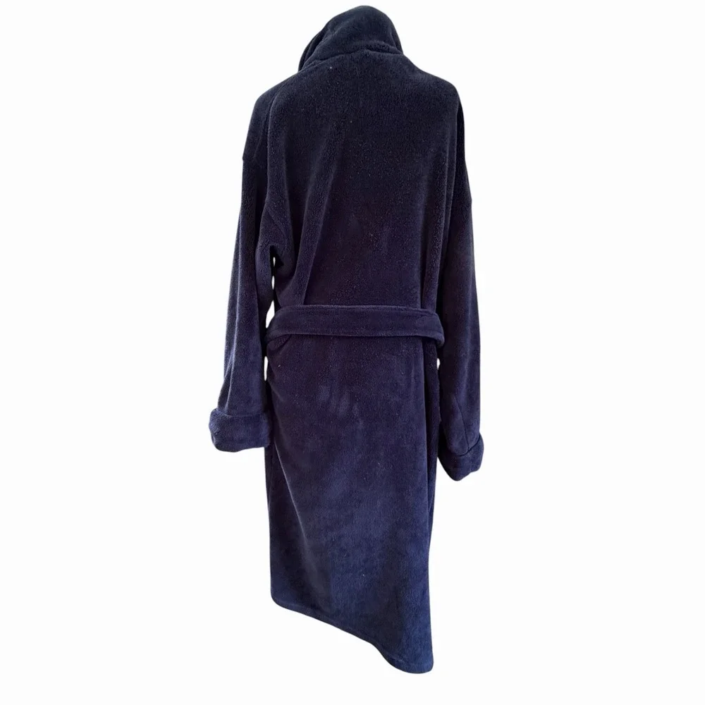 Polo Ralph Lauren Mens Cruise Navy Plush Microfiber Robe OS Pony Logo Preppy